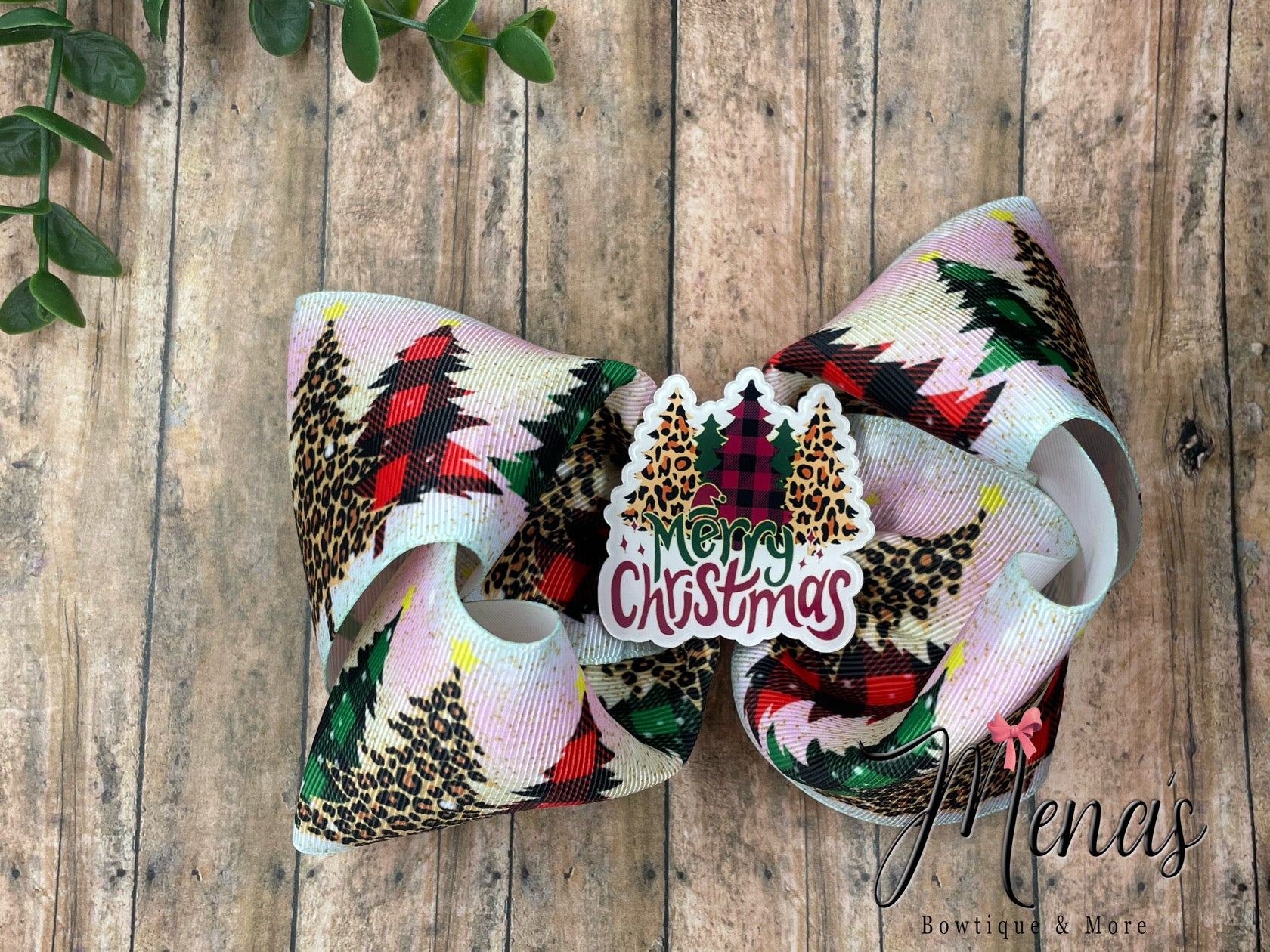 Merry Christmas Trees Boutique Bow