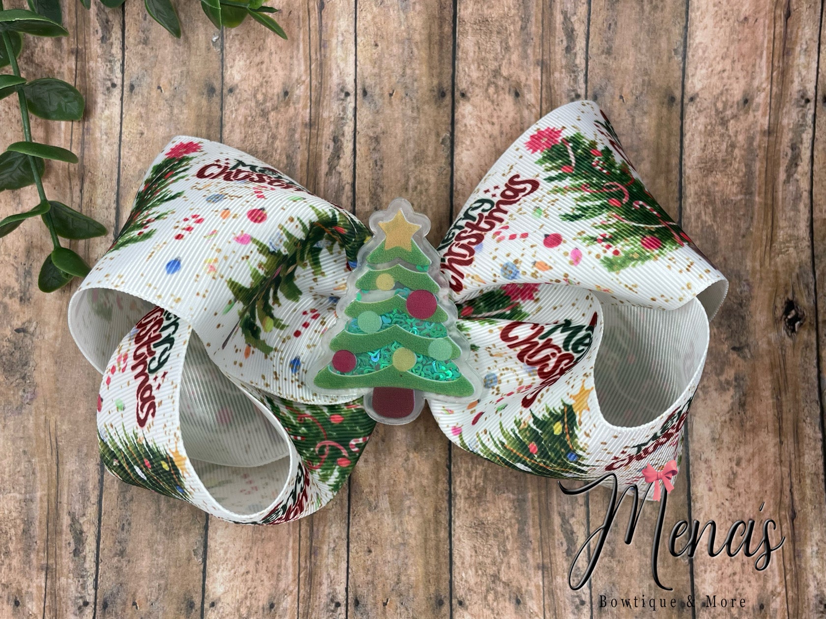 Merry Christmas Trees Boutique Bow