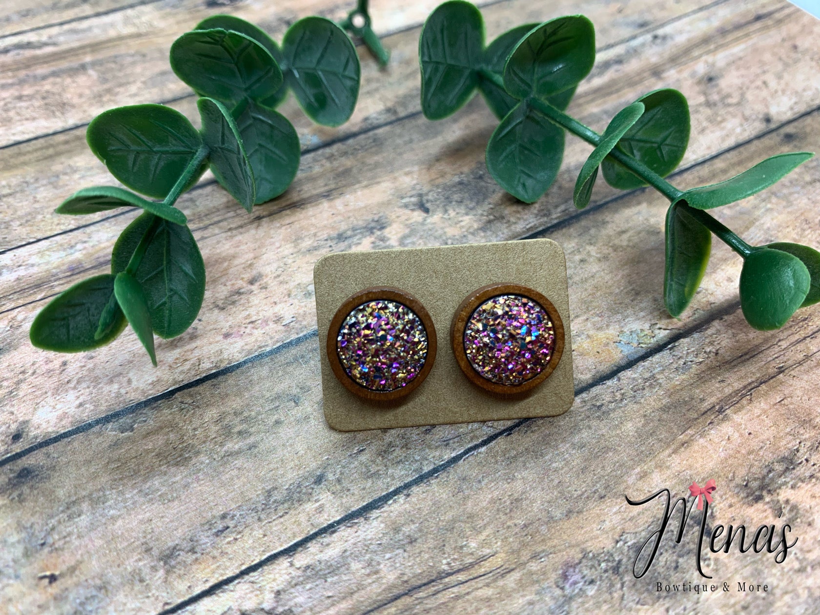 Multicolored Wooden Earring Studs