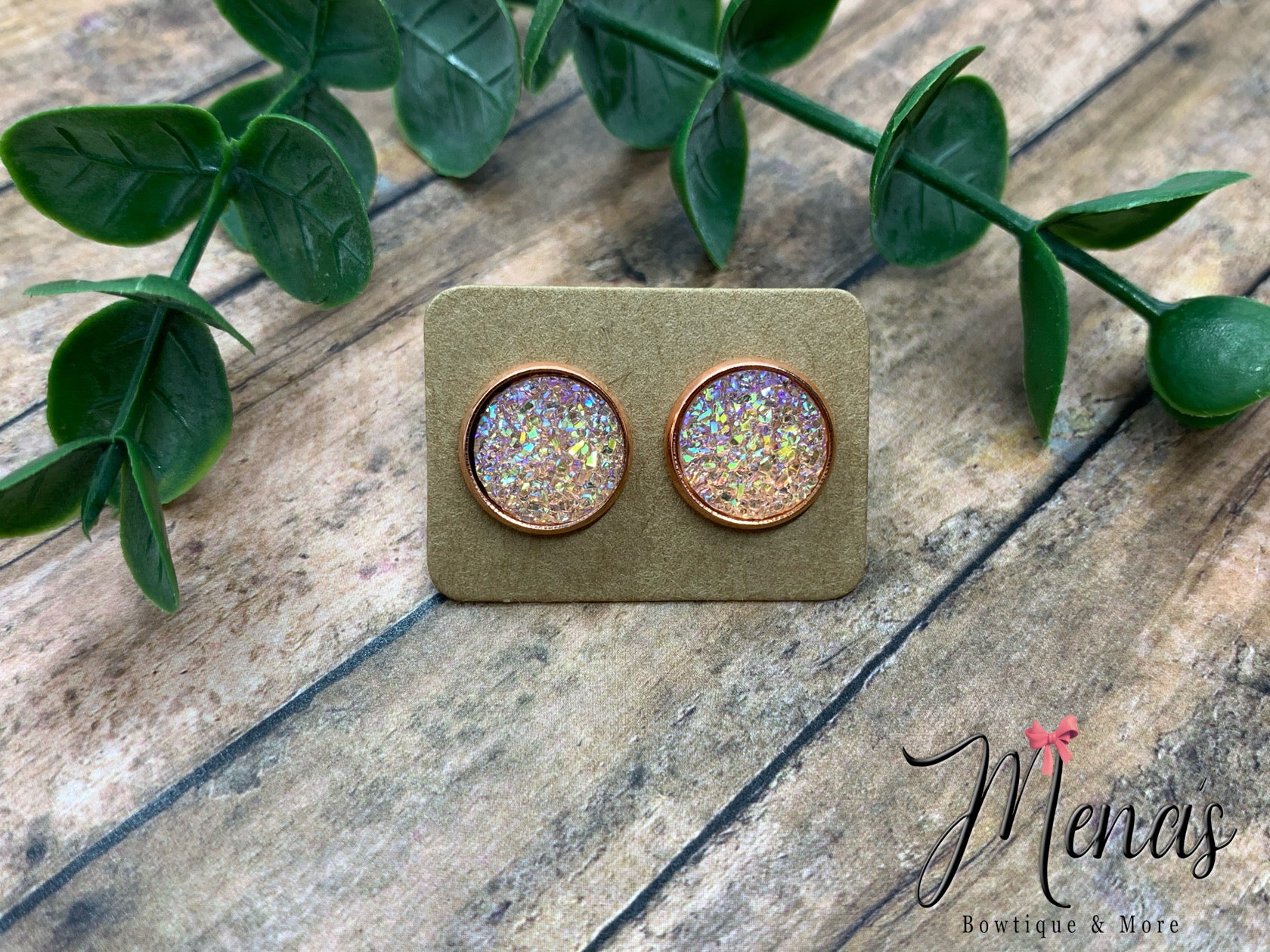 Rose Sparkle Druzzy Earring Studs