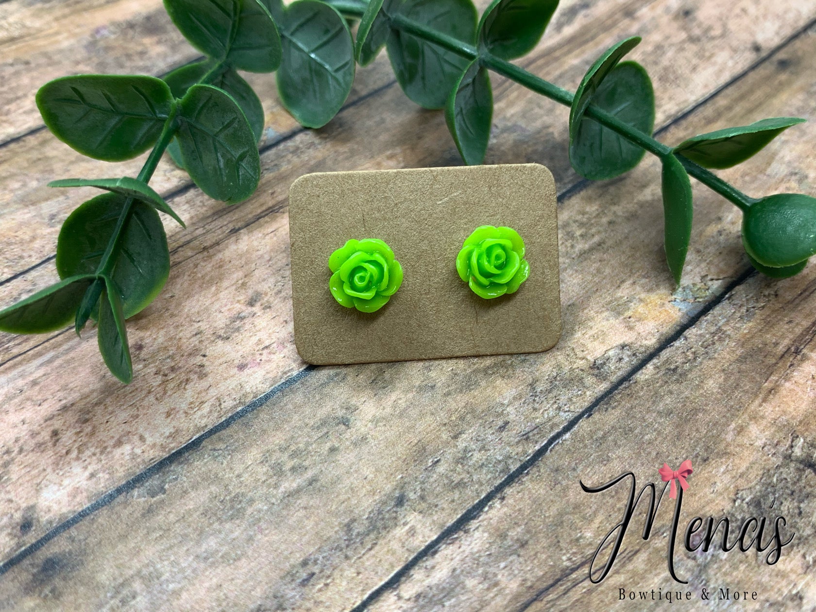 Lime Rose Earring Studs