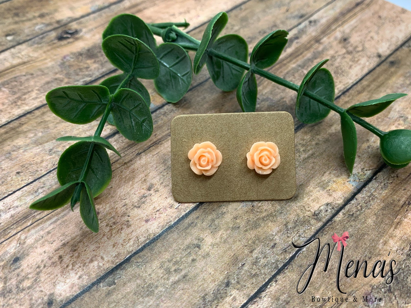 Peach Rose Earring Studs