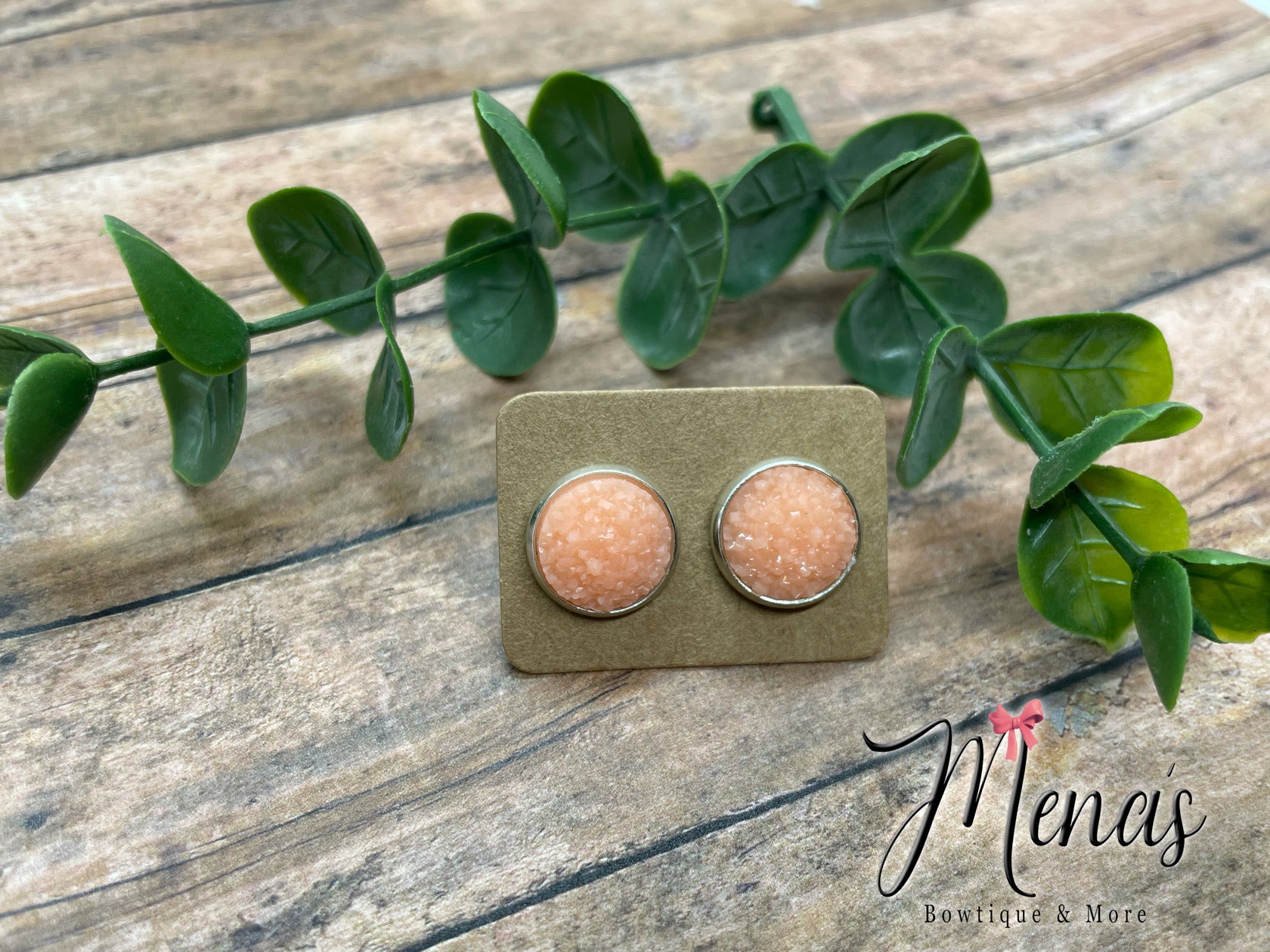 Peach Druzzy Earring Studs